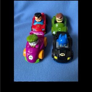 Fisher Price Little people Wheelies DC JOKER SUPERMAN GREEN LANTERN Batman